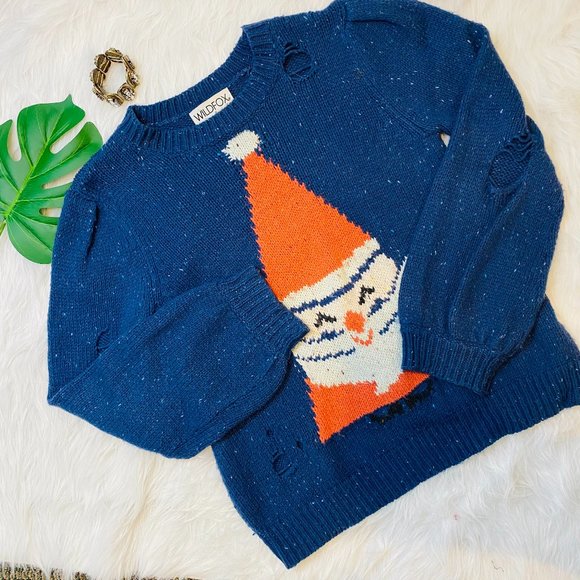 Wildfox Jingle Man Santa Ugly Distressed Sweater L - Picture 3 of 15